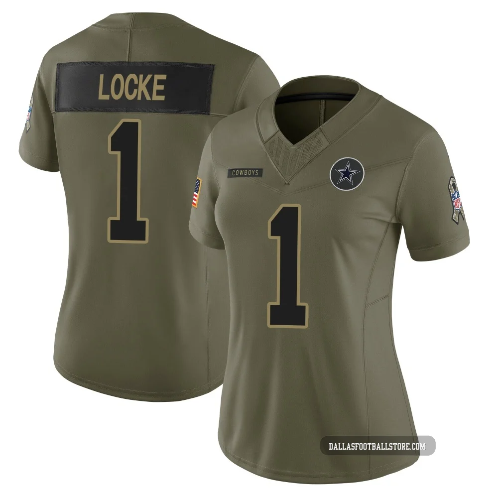 P.J. Locke Dallas Cowboys ＃1 Limited Women's Olive 2025 Salute to Service Jersey