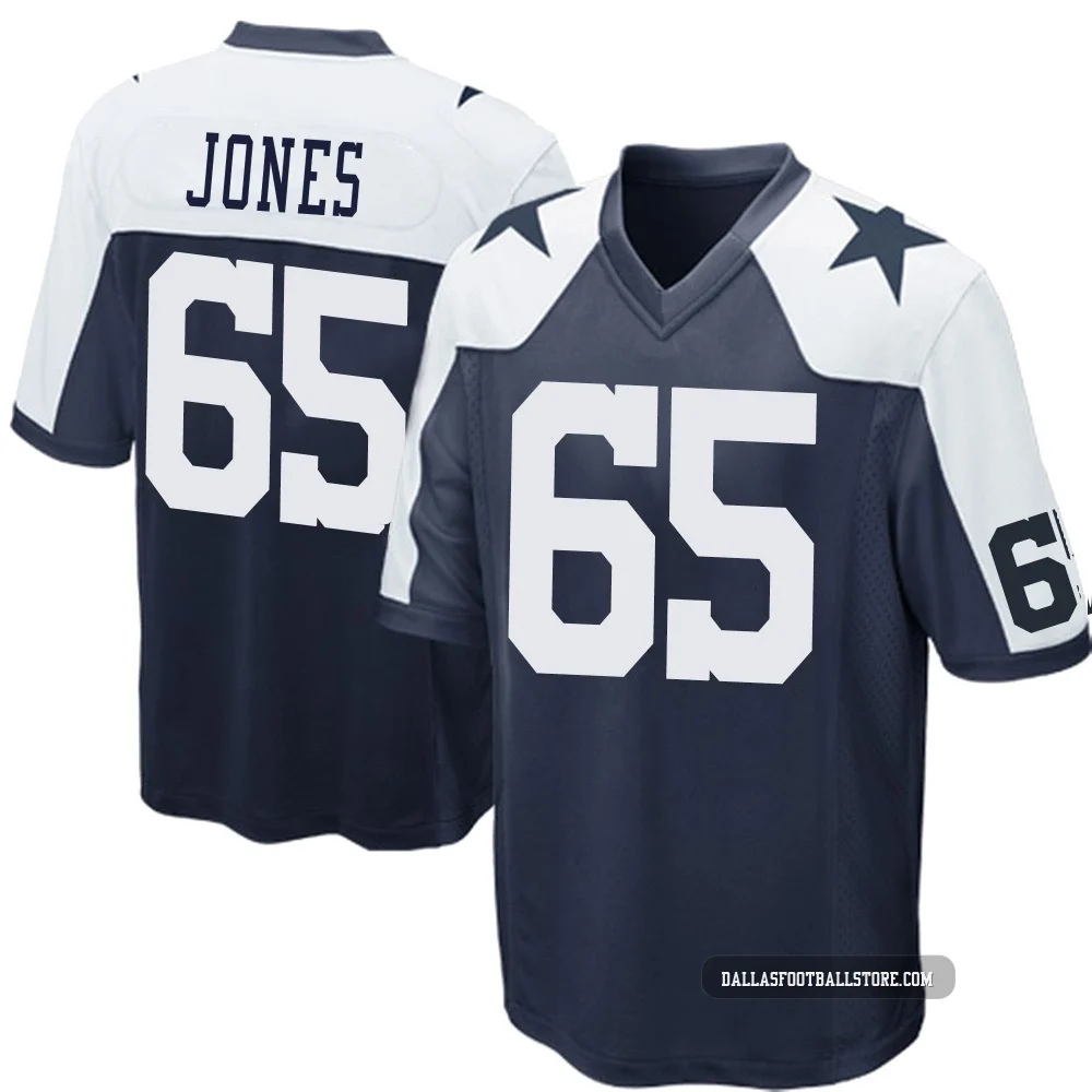 Rob Jones Dallas Cowboys ＃65 Game Men's Navy Blue Throwback Jersey