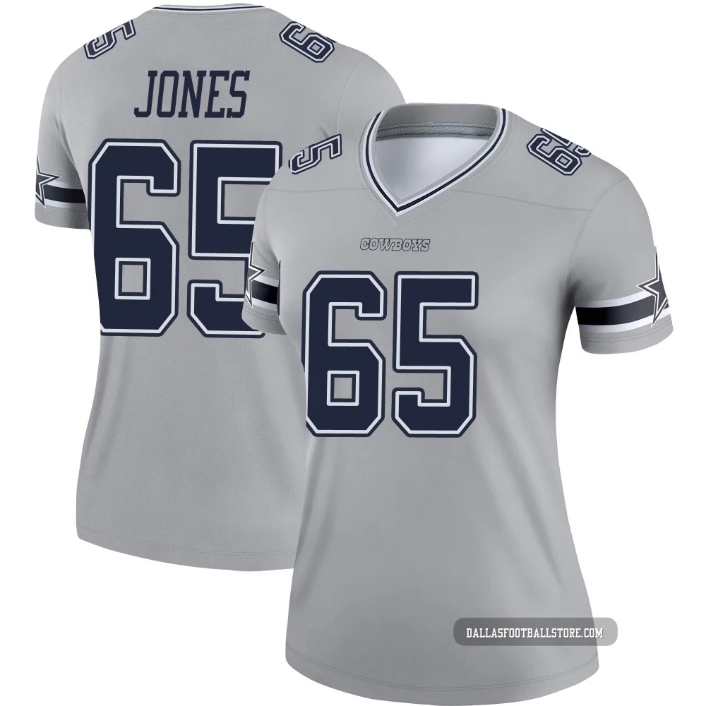 Rob Jones Dallas Cowboys ＃65 Legend Women's Gray Inverted Jersey