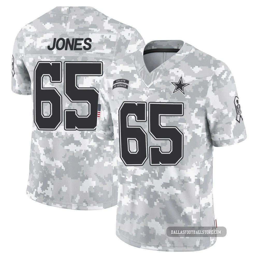 Rob Jones Dallas Cowboys ＃65 Limited Men's Arctic Camo 2024 Salute to Service Jersey