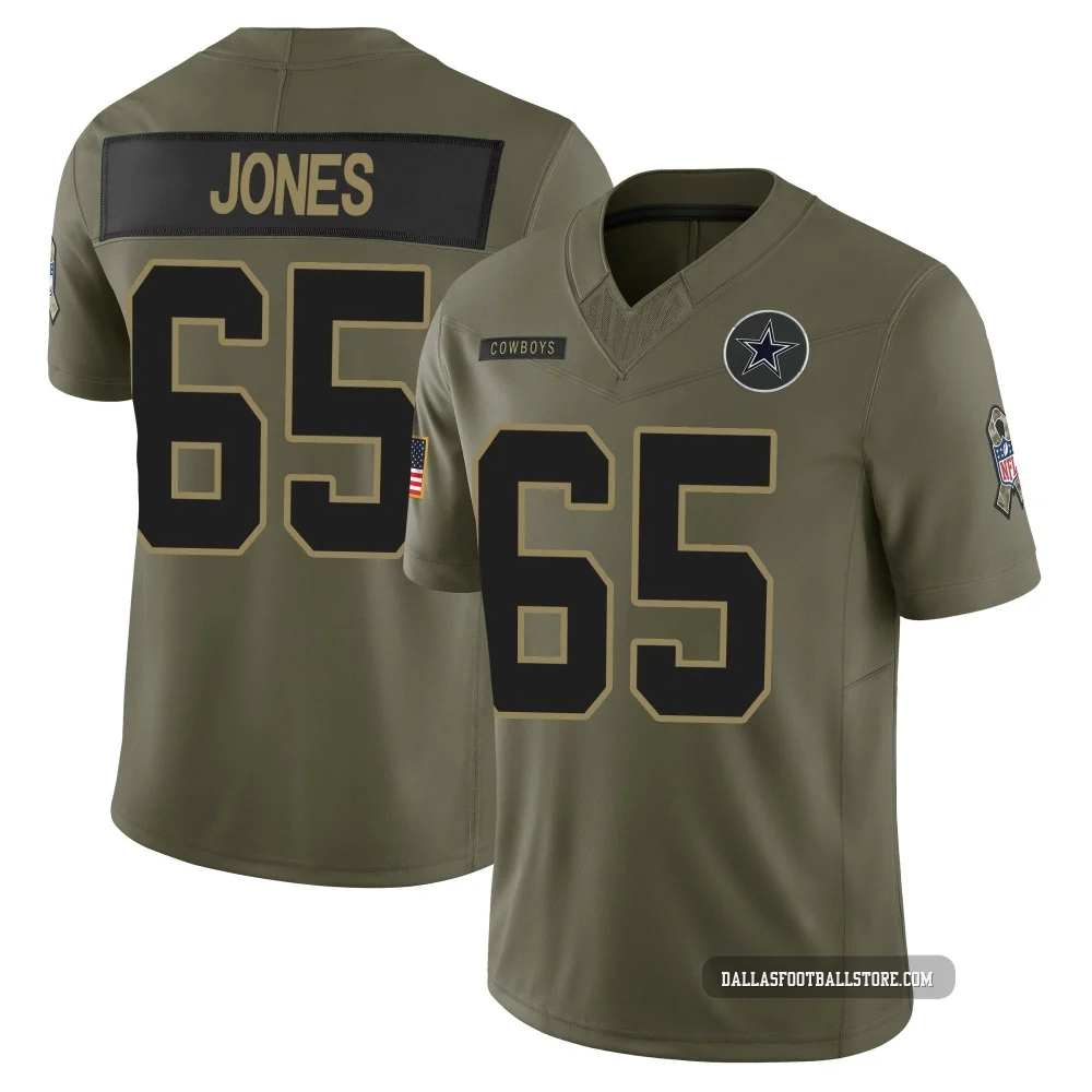 Rob Jones Dallas Cowboys ＃65 Limited Men's Olive 2025 Salute to Service Jersey