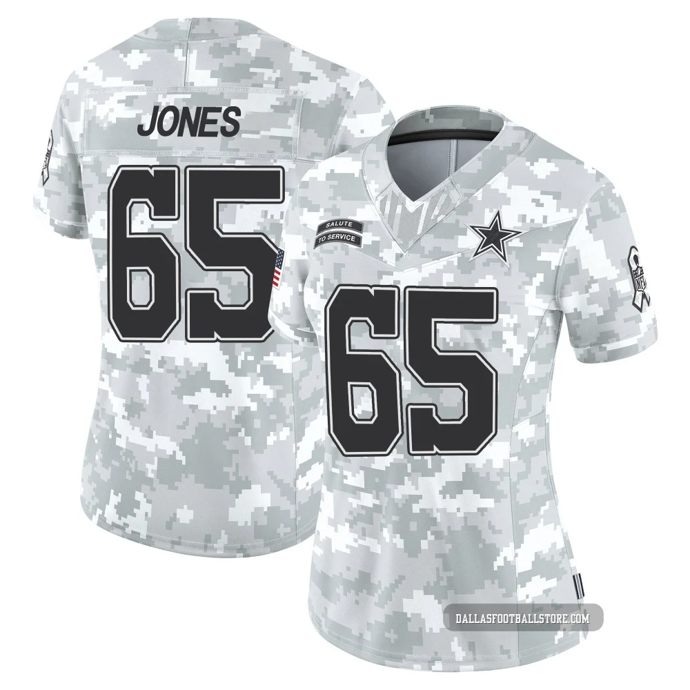 Rob Jones Dallas Cowboys ＃65 Limited Women's Arctic Camo 2024 Salute to Service Jersey