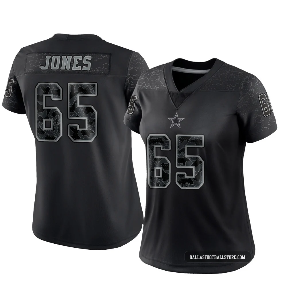 Rob Jones Dallas Cowboys ＃65 Limited Women's Black Reflective Jersey