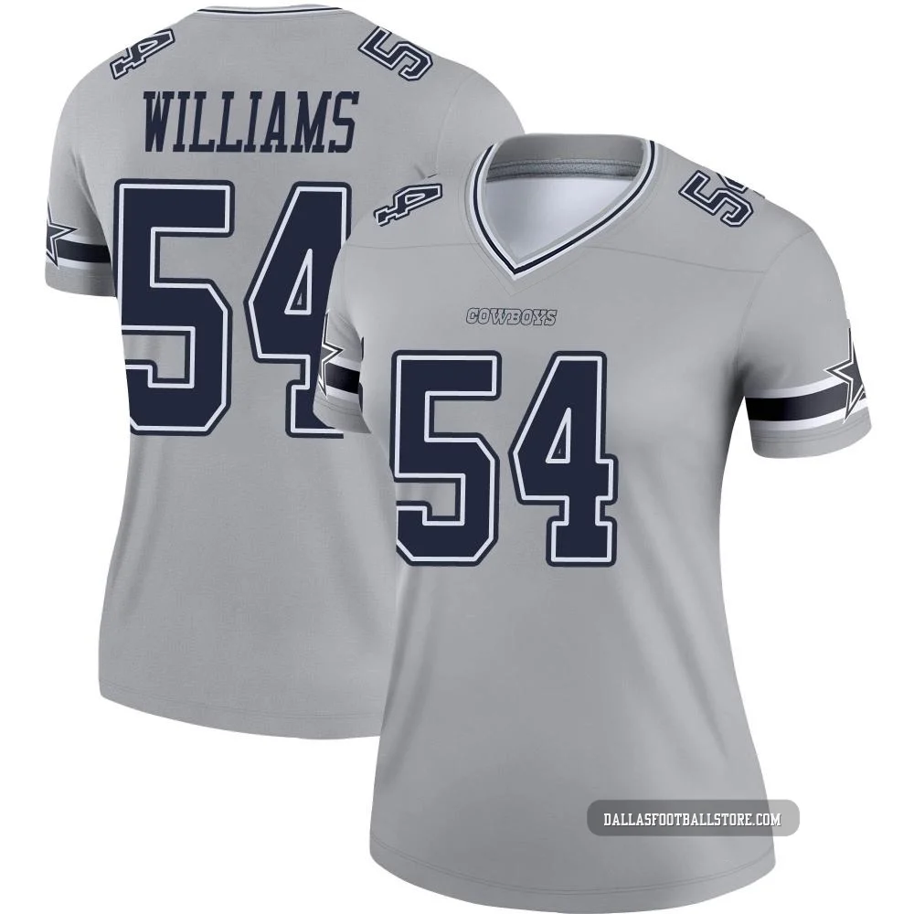 Sam Williams Dallas Cowboys ＃54 Legend Women's Gray Inverted Jersey