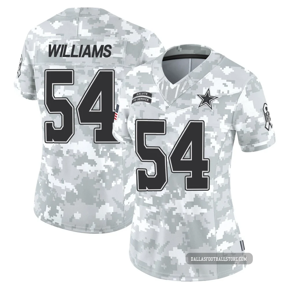 Sam Williams Dallas Cowboys ＃54 Limited Women's Arctic Camo 2024 Salute to Service Jersey