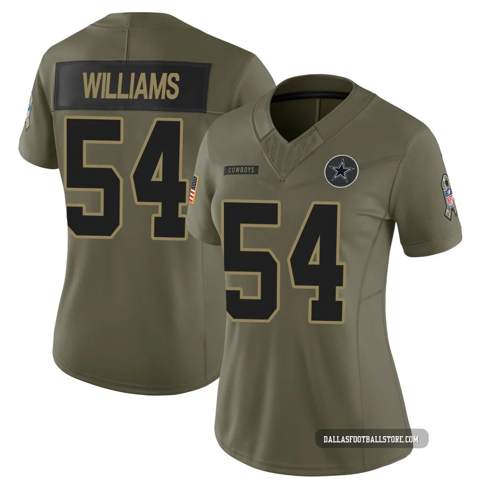 Sam Williams Dallas Cowboys ＃54 Limited Women's Olive 2025 Salute to Service Jersey