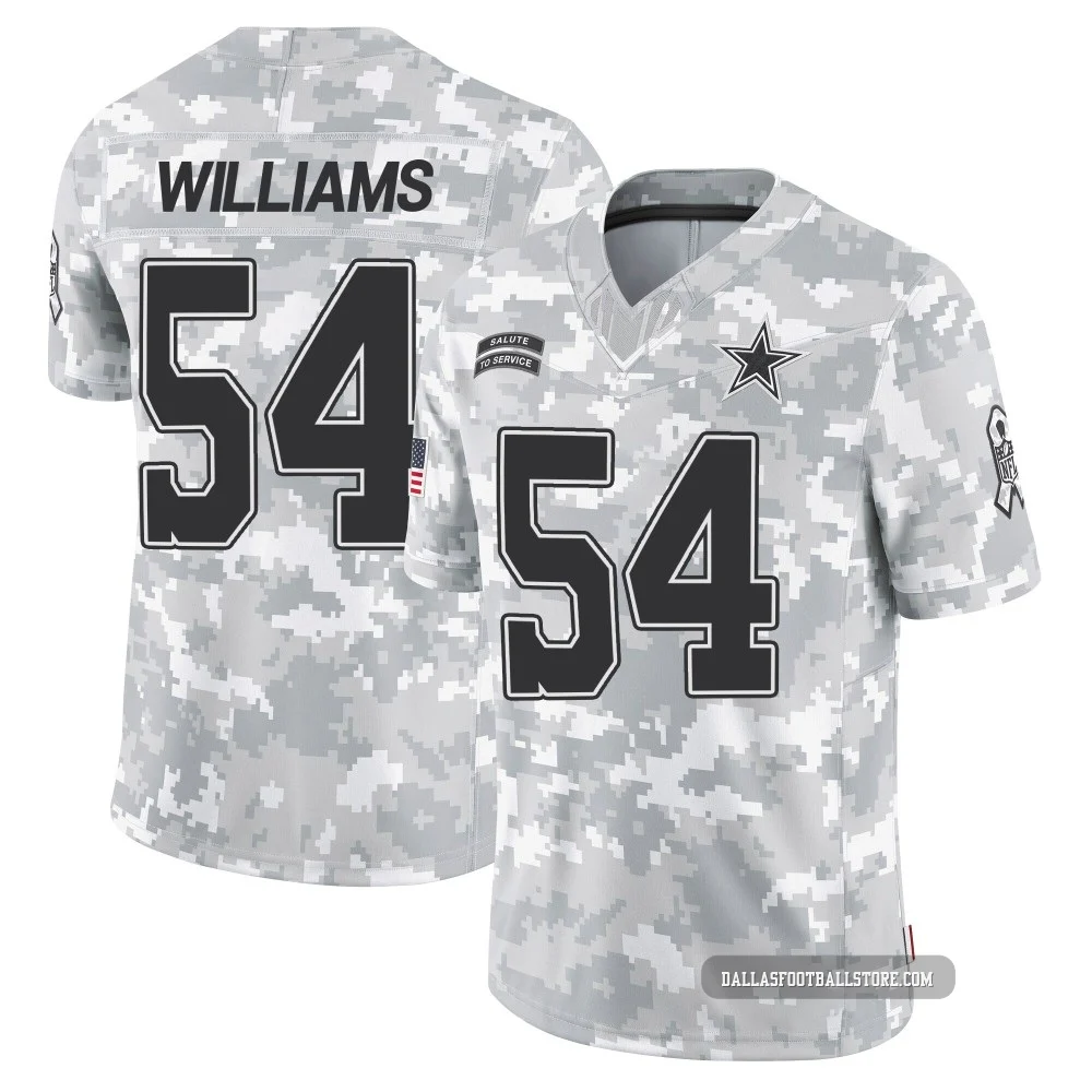 Sam Williams Dallas Cowboys ＃54 Limited Youth Arctic Camo 2024 Salute to Service Jersey