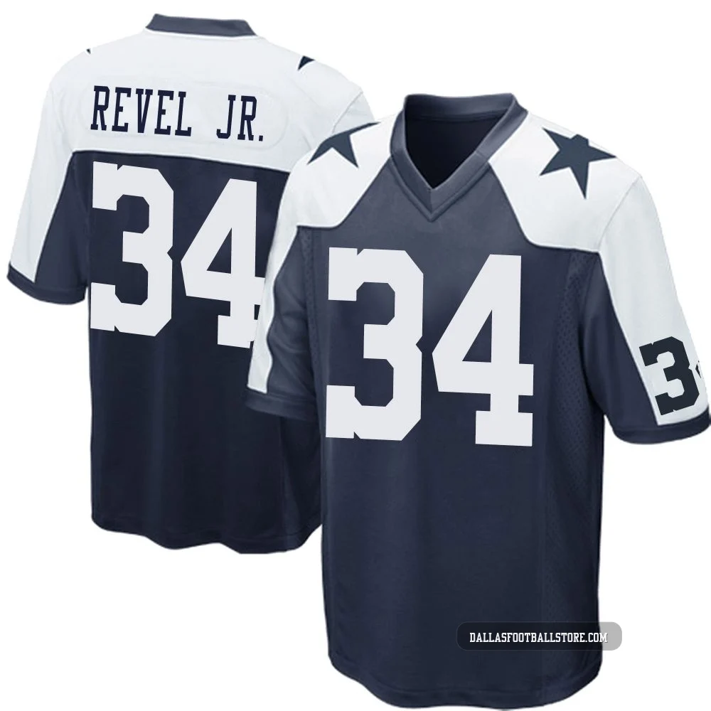 Shavon Revel Jr. Dallas Cowboys ＃34 Game Men's Navy Blue Throwback Jersey