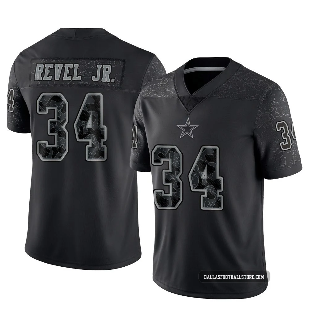 Shavon Revel Jr. Dallas Cowboys ＃34 Limited Men's Black Reflective Jersey