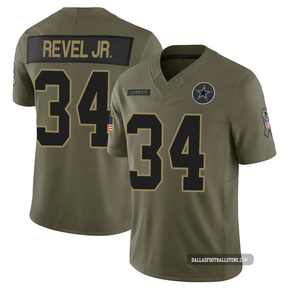 Shavon Revel Jr. Dallas Cowboys ＃34 Limited Men's Olive 2025 Salute to Service Jersey