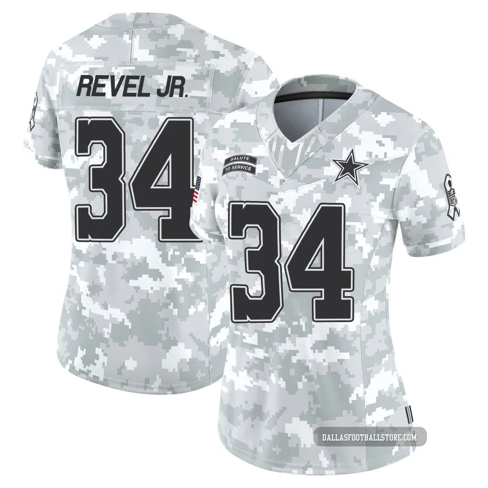 Shavon Revel Jr. Dallas Cowboys ＃34 Limited Women's Arctic Camo 2024 Salute to Service Jersey