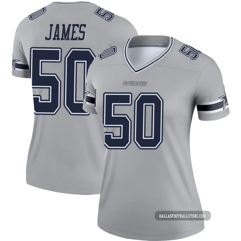 Shemar James Dallas Cowboys ＃50 Legend Women's Gray Inverted Jersey