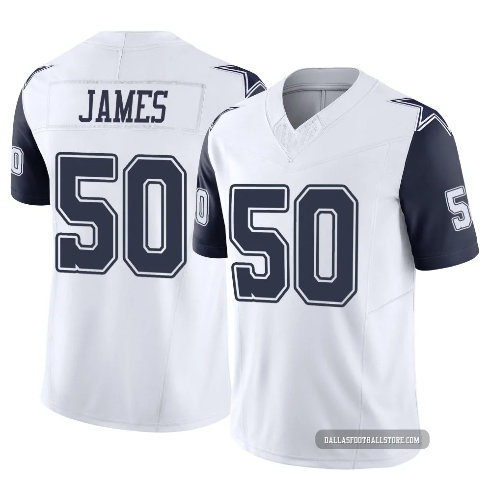 Shemar James Dallas Cowboys ＃50 Limited Men's White 2nd Alternate Vapor F.U.S.E. Jersey