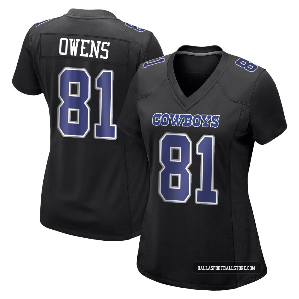 Terrell Owens Dallas Cowboys ＃81 Game Women's Black Carbon Fashion Jersey