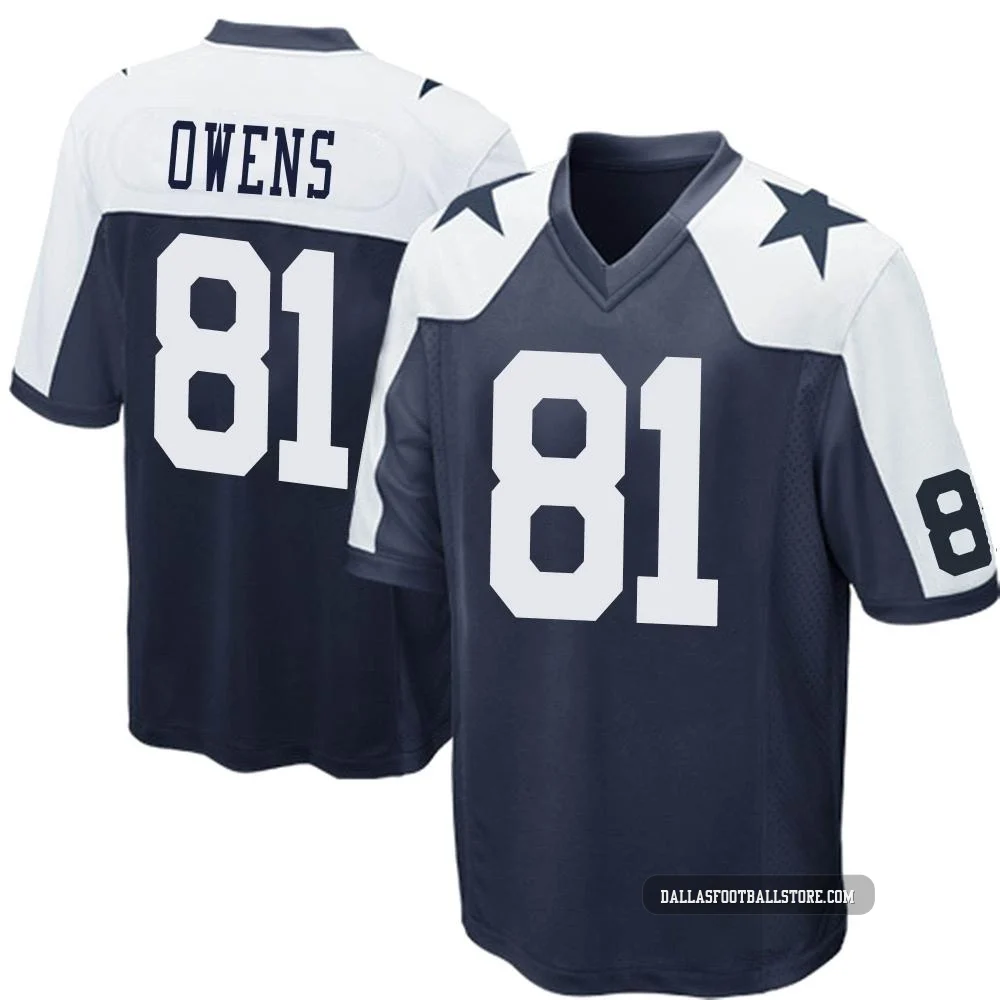 Terrell Owens Dallas Cowboys ＃81 Game Youth Navy Blue Throwback Jersey