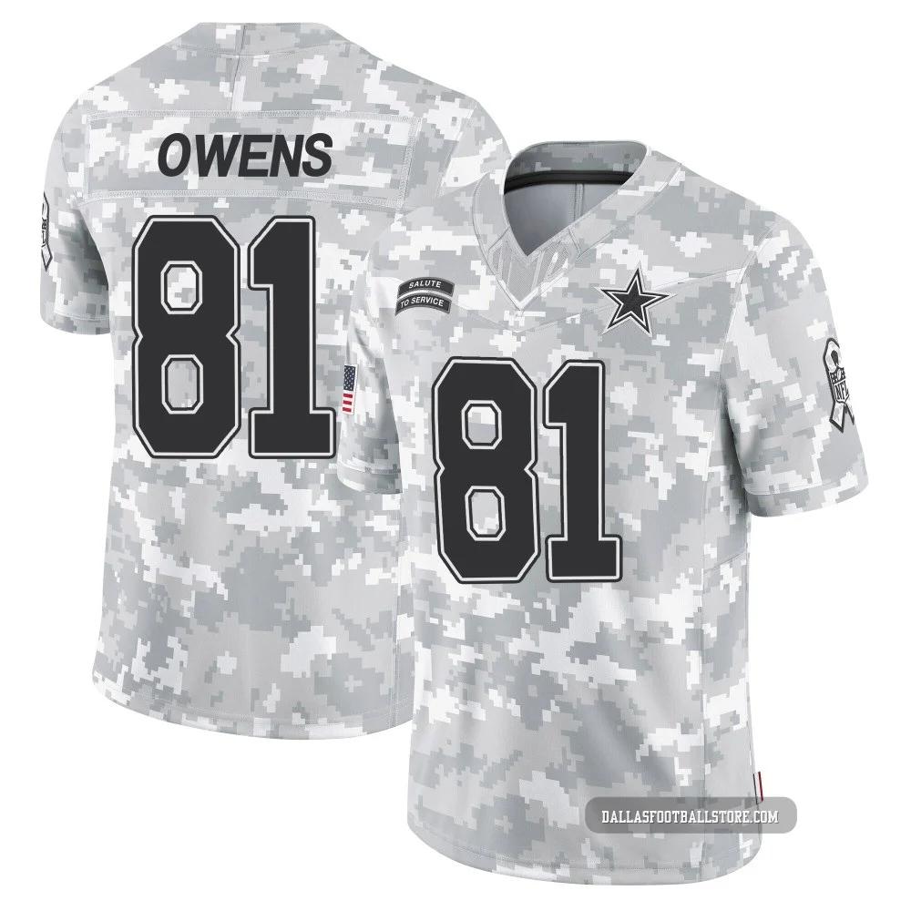 Terrell Owens Dallas Cowboys ＃81 Limited Youth Arctic Camo 2024 Salute to Service Jersey