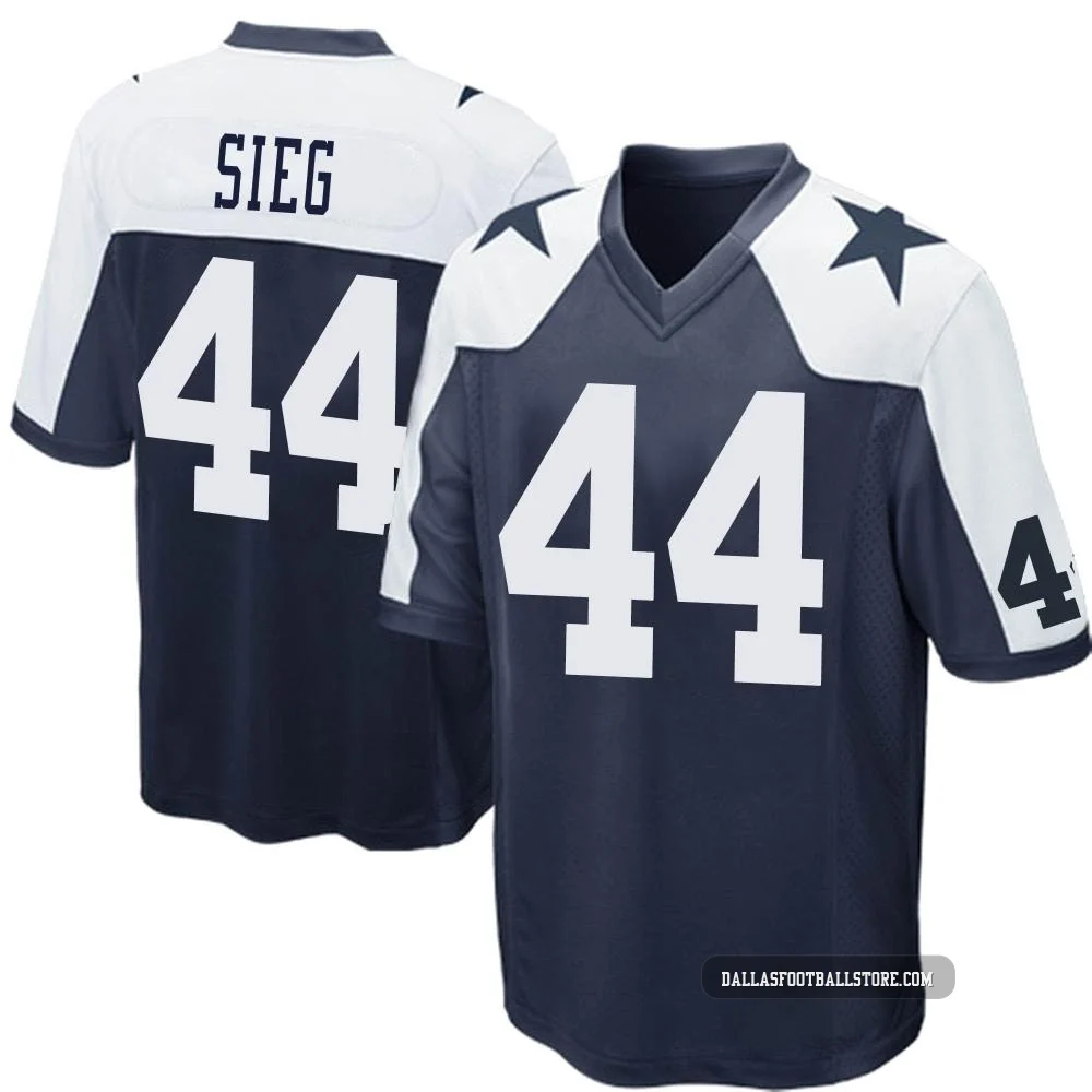 Trent Sieg Dallas Cowboys ＃44 Game Men's Navy Blue Throwback Jersey