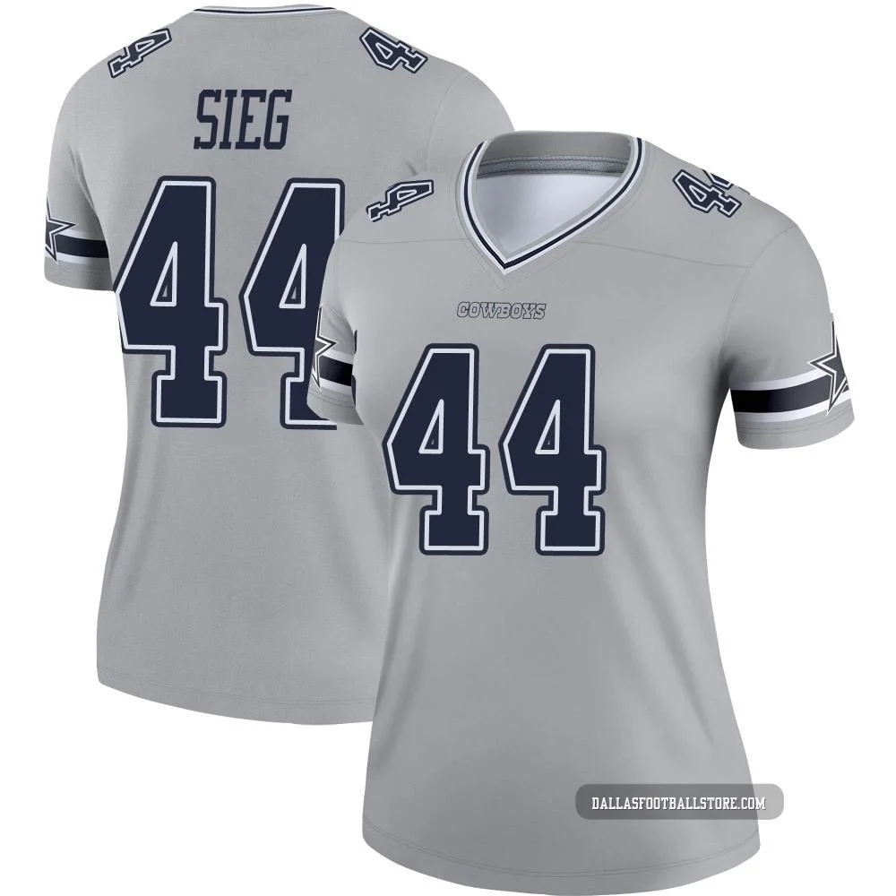 Trent Sieg Dallas Cowboys ＃44 Legend Women's Gray Inverted Jersey