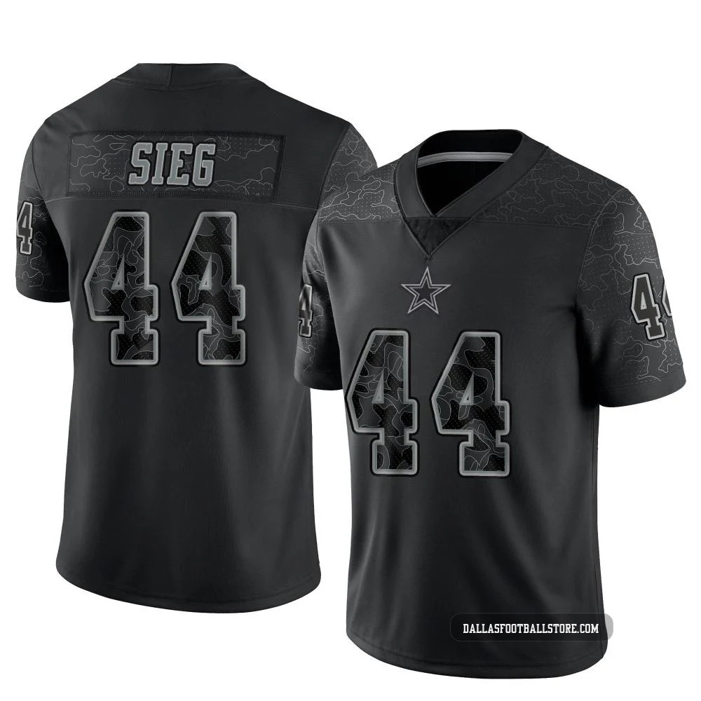 Trent Sieg Dallas Cowboys ＃44 Limited Men's Black Reflective Jersey