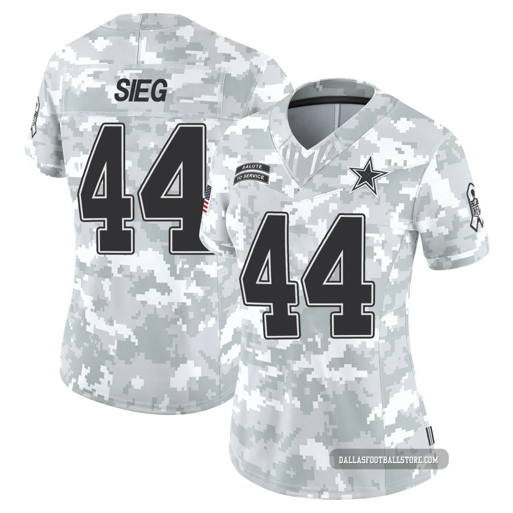 Trent Sieg Dallas Cowboys ＃44 Limited Women's Arctic Camo 2024 Salute to Service Jersey