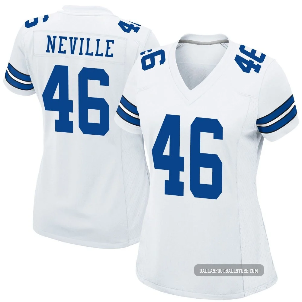 Tyler Neville Dallas Cowboys ＃46 Game Women's White Jersey