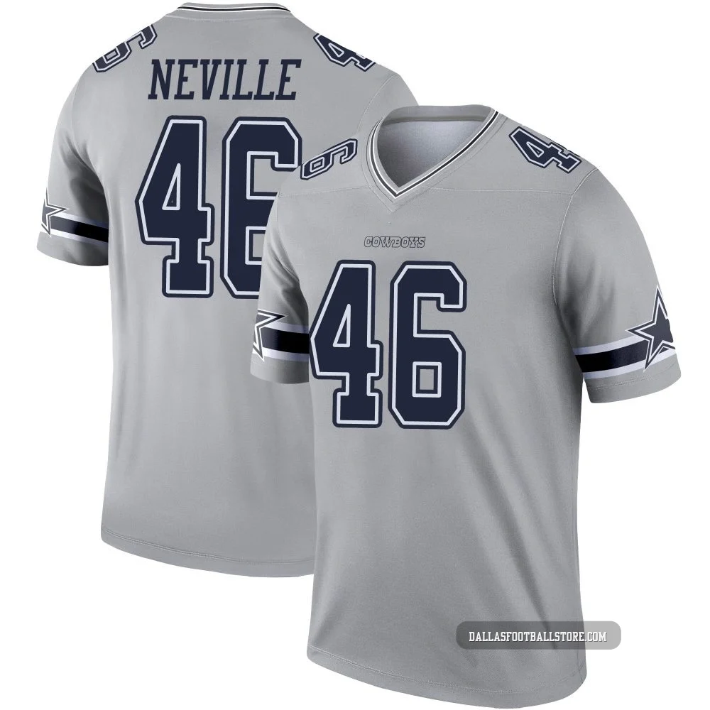 Tyler Neville Dallas Cowboys ＃46 Legend Men's Gray Inverted Jersey