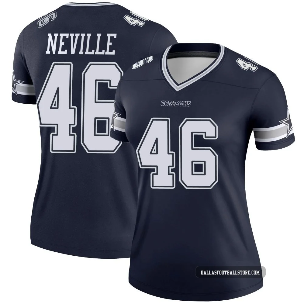 Tyler Neville Dallas Cowboys ＃46 Legend Women's Navy Jersey