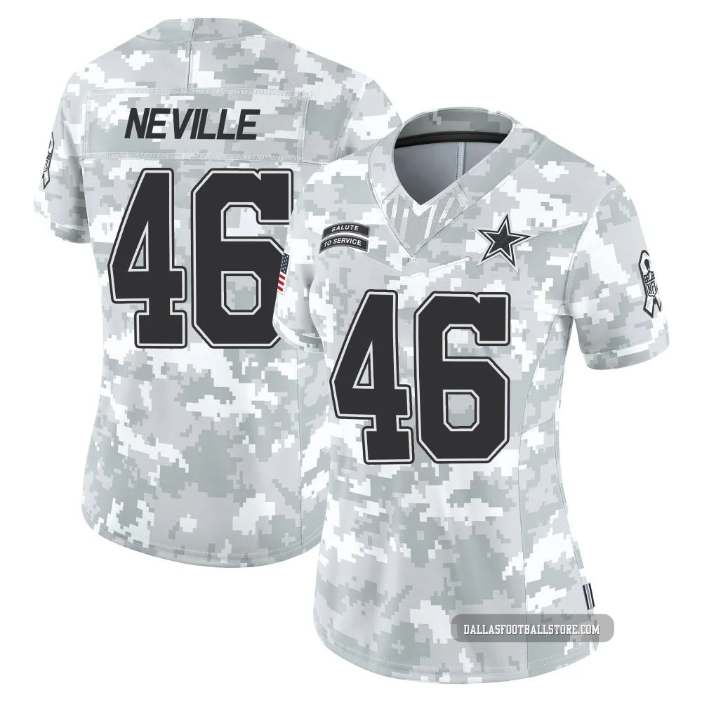 Tyler Neville Dallas Cowboys ＃46 Limited Women's Arctic Camo 2024 Salute to Service Jersey