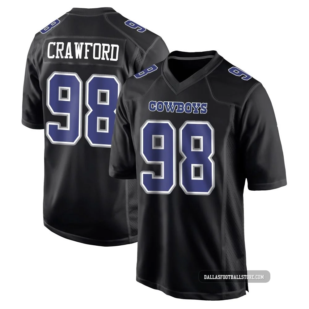 Tyrone Crawford Dallas Cowboys ＃98 Game Men's Black Carbon Fashion Jersey
