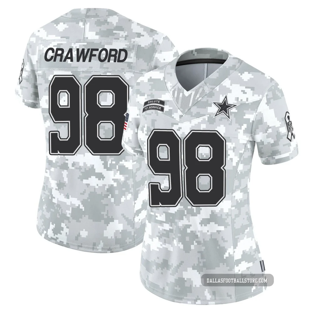 Tyrone Crawford Dallas Cowboys ＃98 Limited Women's Arctic Camo 2024 Salute to Service Jersey