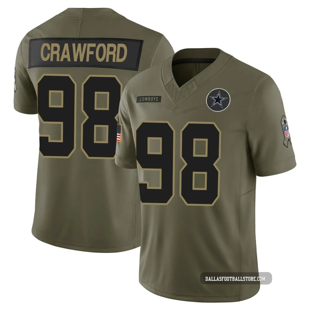 Tyrone Crawford Dallas Cowboys ＃98 Limited Youth Olive 2025 Salute to Service Jersey