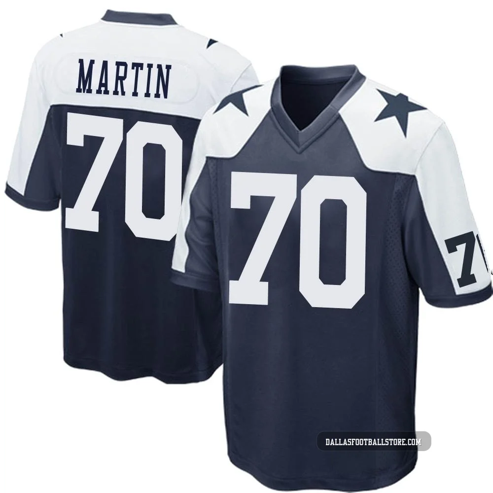 Zack Martin Dallas Cowboys ＃70 Game Men's Navy Blue Throwback Jersey