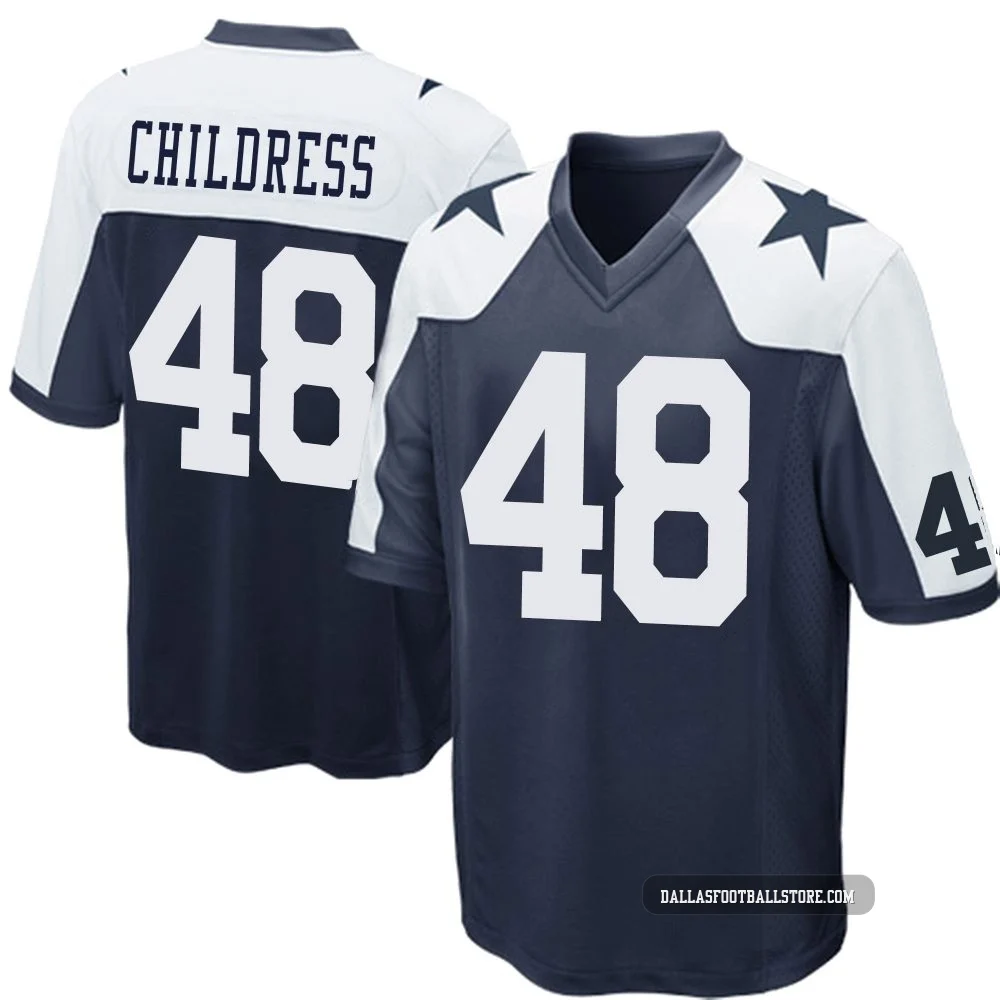 Zion Childress Dallas Cowboys ＃48 Game Men's Navy Blue Throwback Jersey