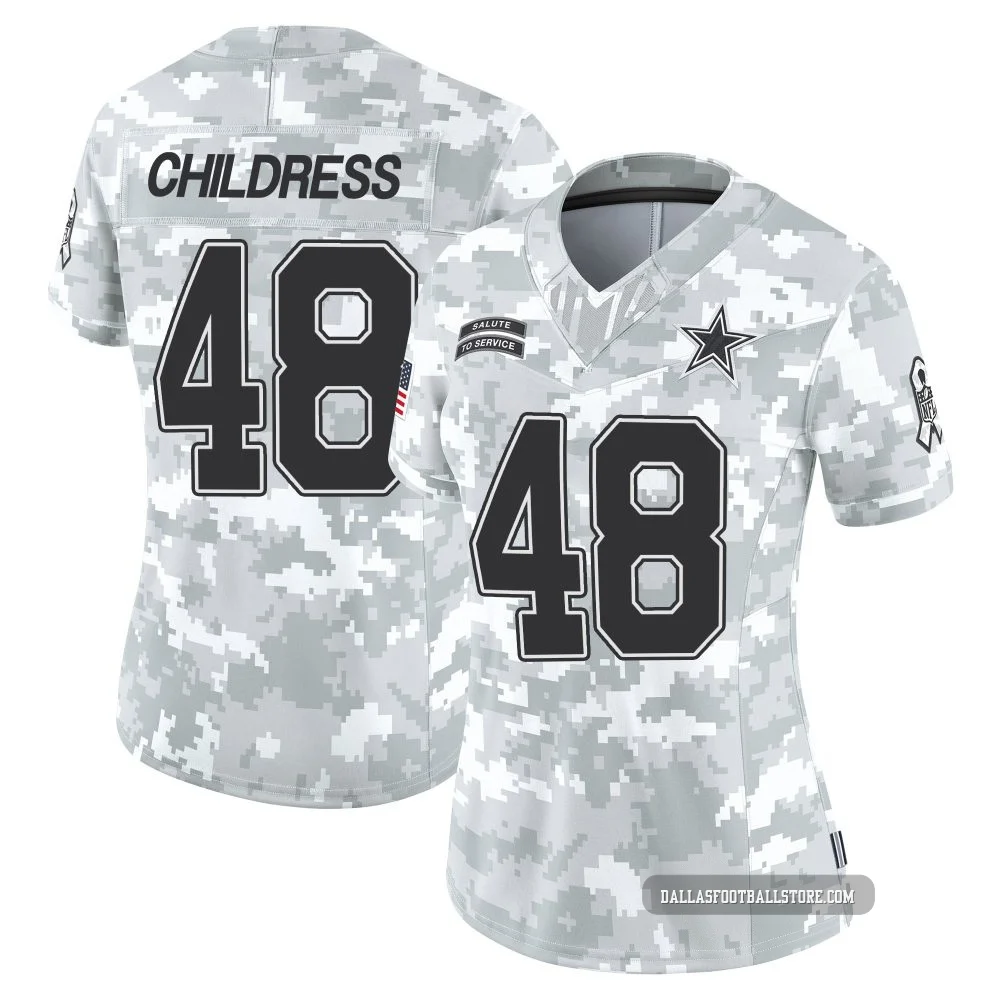 Zion Childress Dallas Cowboys ＃48 Limited Women's Arctic Camo 2024 Salute to Service Jersey